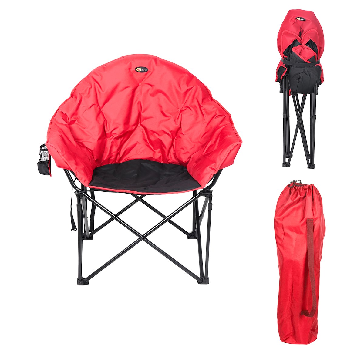 Faulkner Camping Chair, 300 lb Weight Capacity, Burgundy/Black, 3/4 in Steel Tubing With Polyester Padding/Polyester Fabric - 49579H