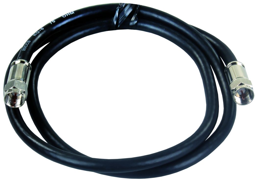 JR Products Coaxial Cable, RG6, 3 ft Length, Black - 47945