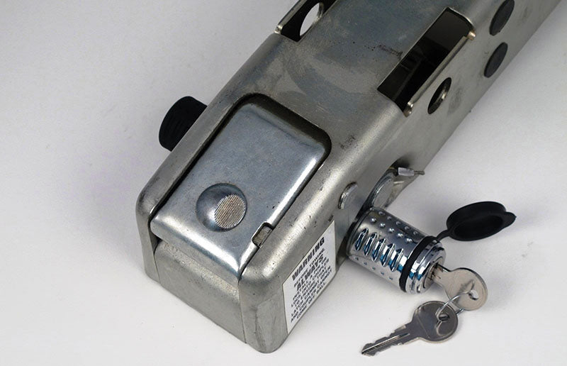 DeadBolt Trailer Hitch Lock, For 2-1/2 in Opening Surge Brake Style Couplers, Steel, Black - RC4