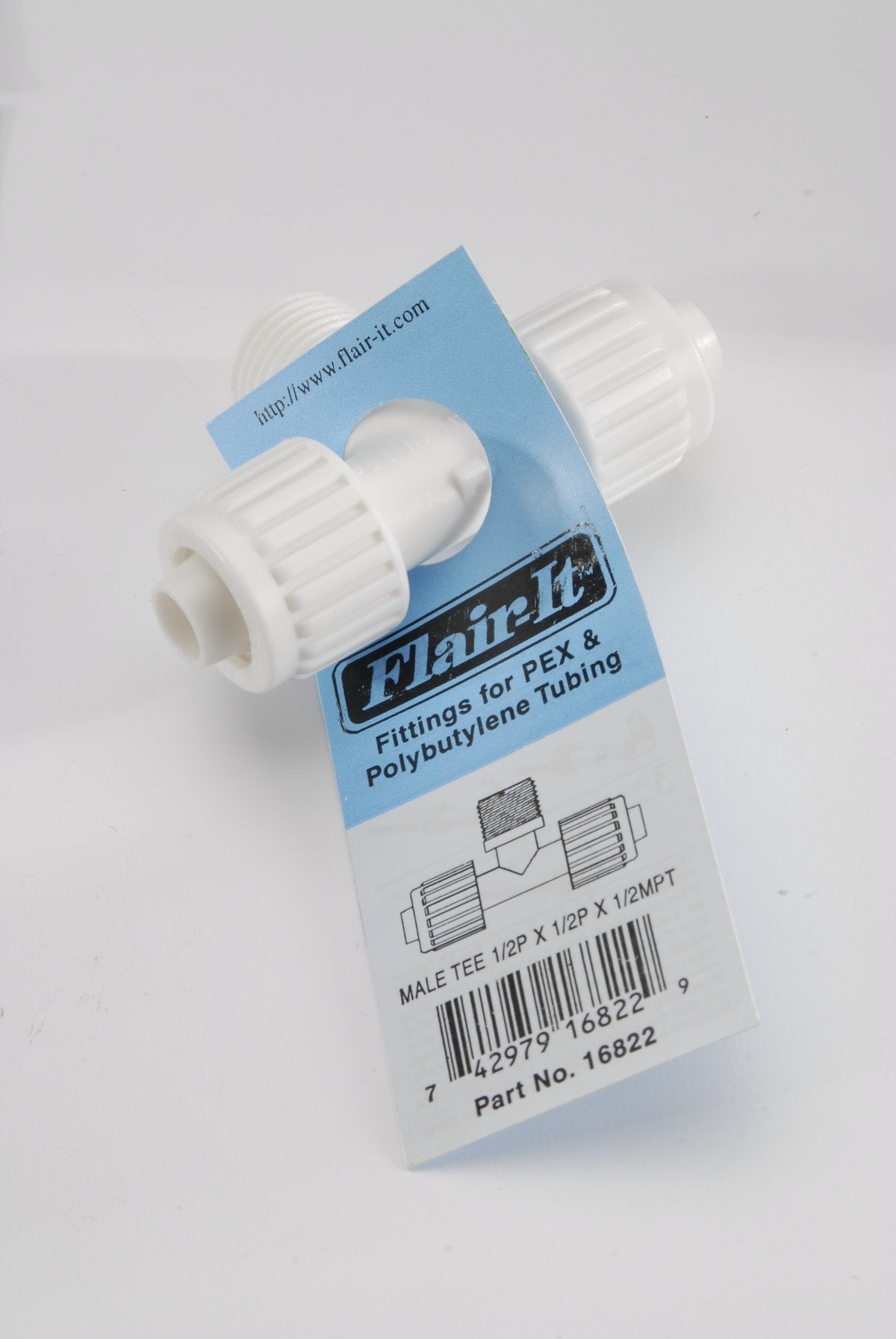 Elkhart Supply Fresh Water Fitting, 1/2 in PEX x 1/2 in PEX x 1/2 in Male Pipe Thread, White - 16822