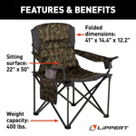 Lippert Camping Chair, 38-1/2 in Length x 42 in Height x 26 in Depth, 500 lb Weight Capacity - 2023053729
