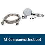 Camco Shower Head, Hand Held With 60 in Hose, With 5 Available Spray Settings, Fits Standard 1/2 in Shower Arm - 43713