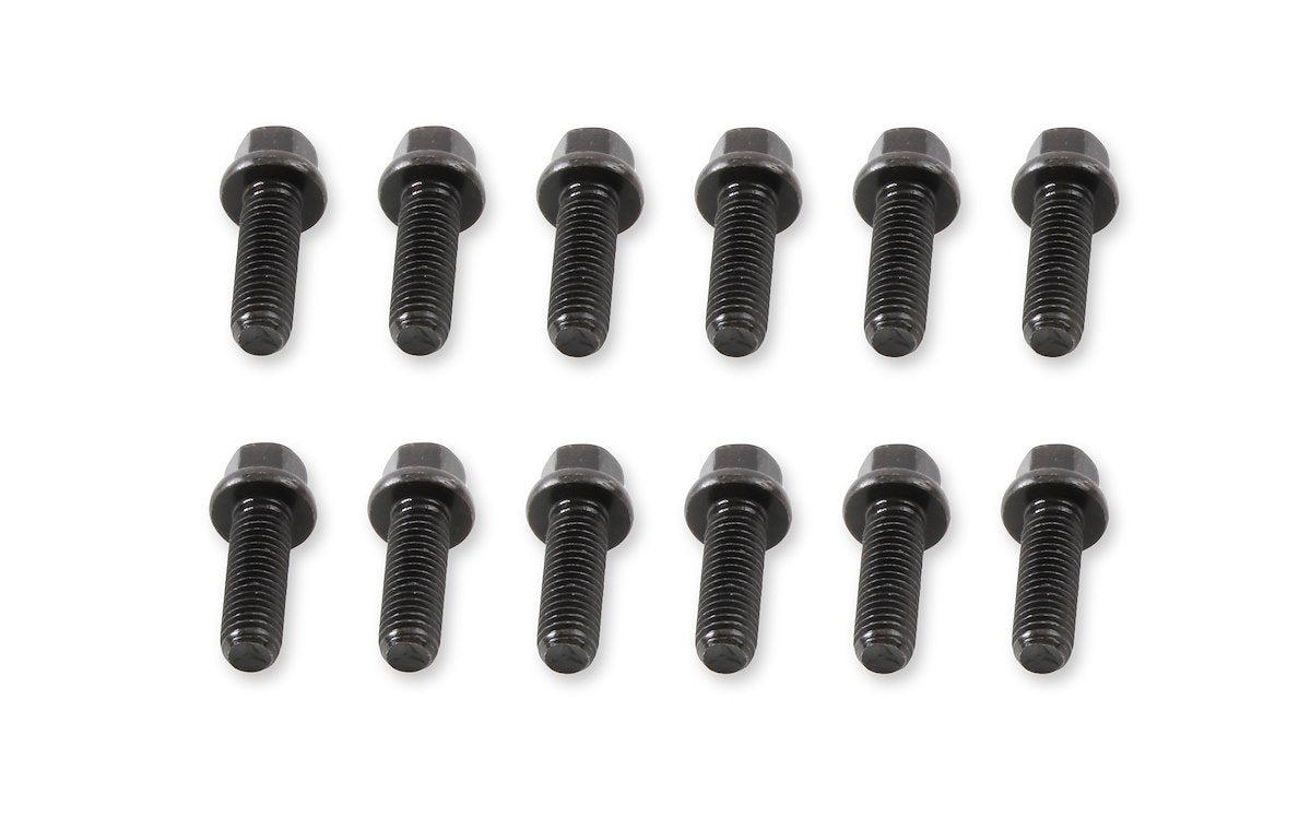 Mr. Gasket Exhaust Header Bolt, 8 Millimeter X 1.25 Thread Size, 25 Millimeter Length, Black Oxide, Set Of 12 - 918G