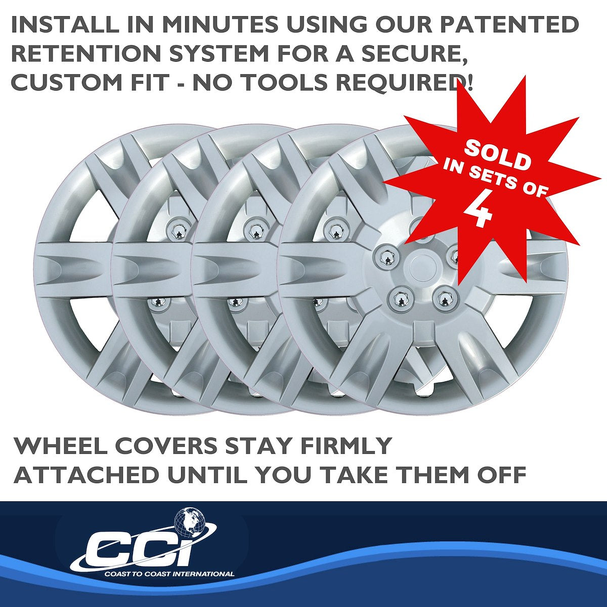 Coast2Coast Wheel Cover, 16 in, 6 Spoke, Set Of 4 - IWCB887216S