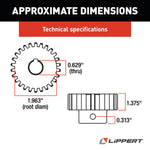 Lippert Slide Out Gear, 26 Teeth, 2.34 in Outside Diameter, 1.525 in Inside Diameter - 116658