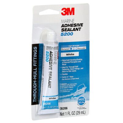 3M Adhesive Sealant, 3M 5200, 1 oz Tube, White - 05206