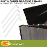 Faulkner Patio Mat, 18 ft Length x 9 ft Width, Reversible Black/Gray Fabric, Solar Powered Multicolor Or White LED Lights - 53025
