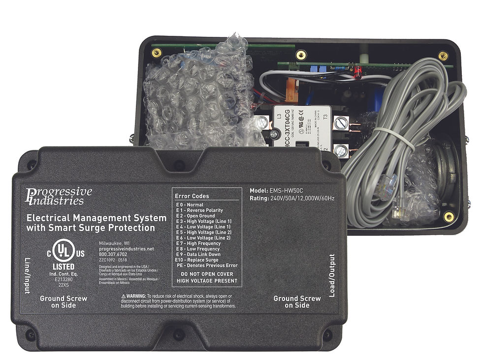 Progressive Industries Surge Protector, Hardwired Installation, 50 amp, With 5 Mode Surge Protection - EMS-HW50C