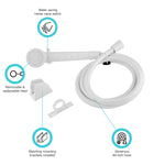 Dura Faucet Shower Head, Hand-Held With 60 in Reinforced Vinyl Hose, White - DF-SA130-WT