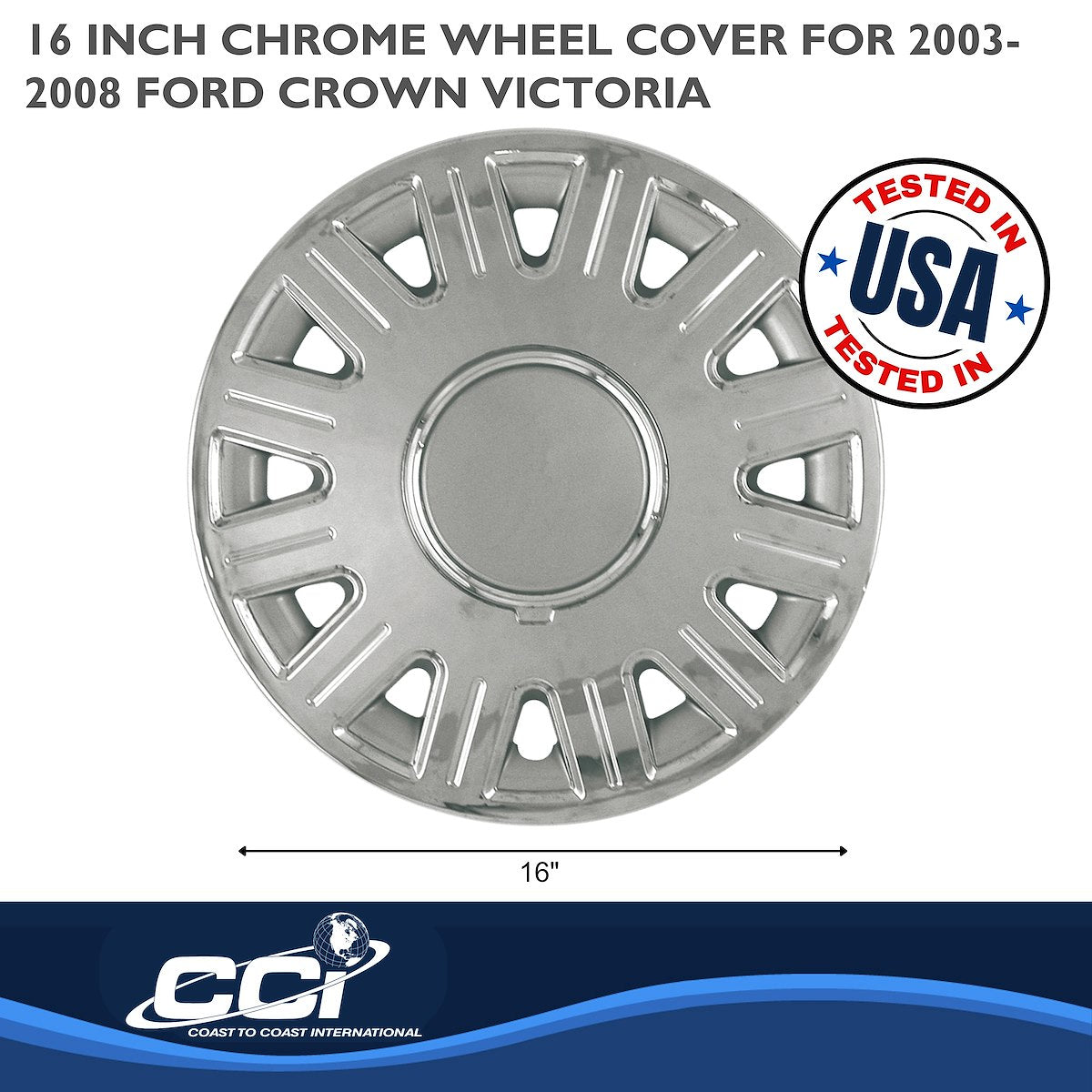 Coast2Coast Wheel Cover, 16 in, 12 Spoke, Chrome Plated/Silver, Set Of 4 - IWC41216CN