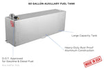RDS Tanks Liquid Transfer Tank, 60 gal Capacity, 13 in Length x 56 in Width x 19-1/4 in Height, Aluminum - 71212