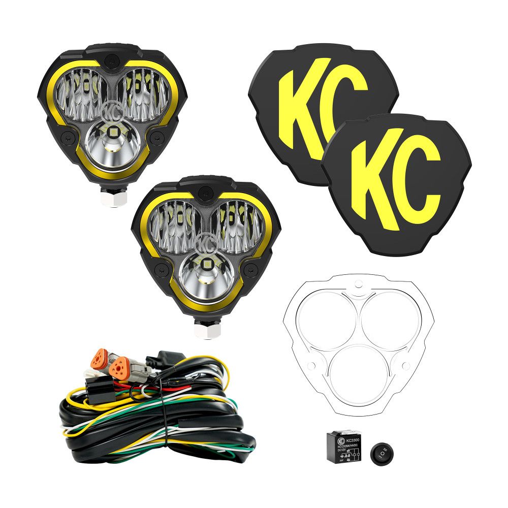 KC HiLiTES Driving/Fog Light, LED Bulb, Clear CREE LED, 3.6 in Width x 3-1/2 in Height x 2.6 in Depth Triangular, Set Of 2 - 0288