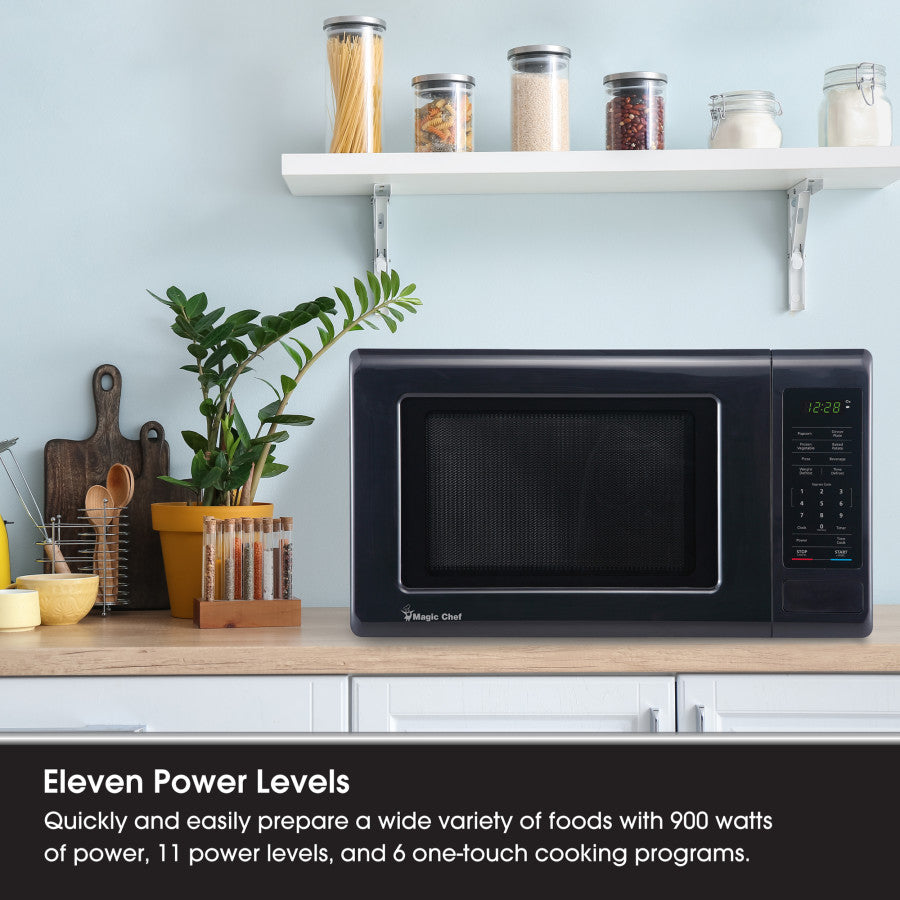 Magic Chef Microwave Oven, 0.9 Cubic ft Capacity, 900 Watt, Black - MC99MB