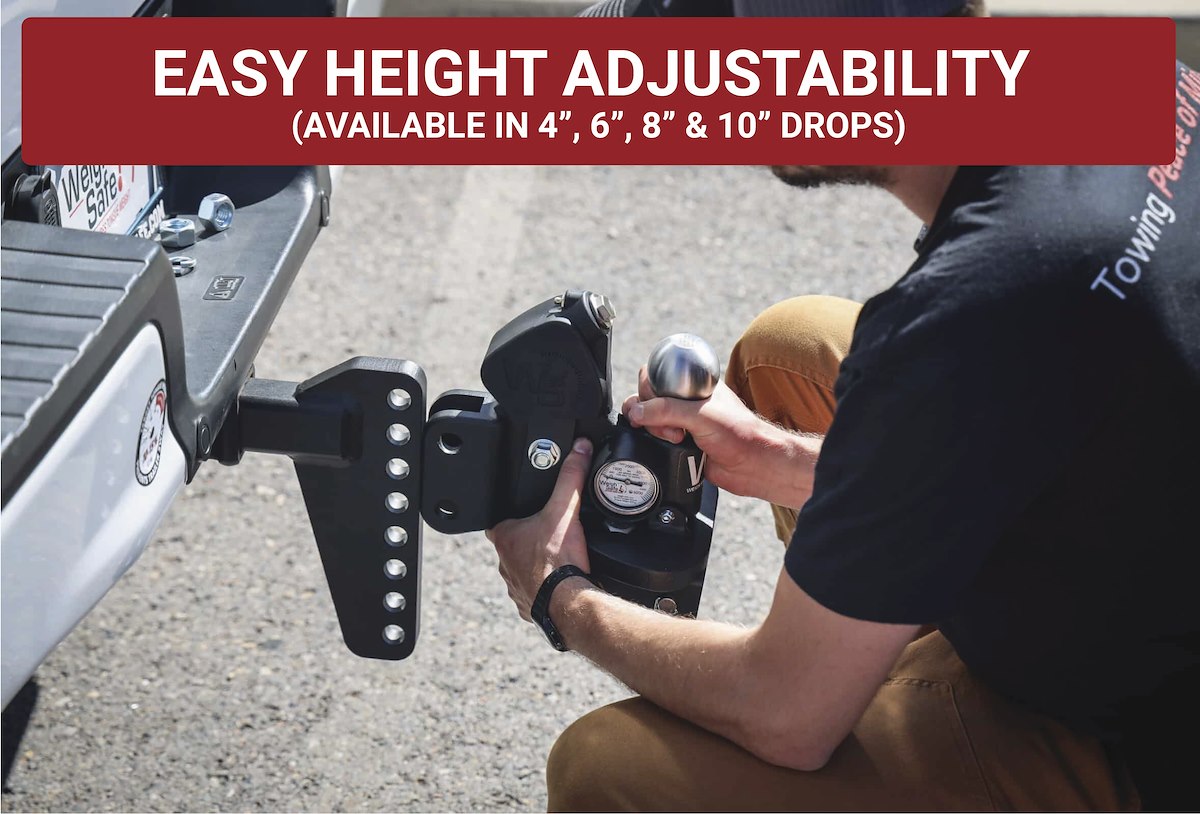 Weigh Safe Weight Distribution Hitch, 12500 lb Gross Trailer Weight, With 2 in Shank/6 in Drop, With 2-5/16 Stainless Steel Tow Ball - TTMW6-2XL