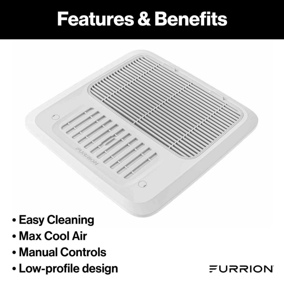 Furrion Air Conditioner Ceiling Assembly, For Use With Furrion Rooftop R32 Air Conditioners, Fits 14 in x 14 in Vent Opening, White - FACT12CA2-PS-AM