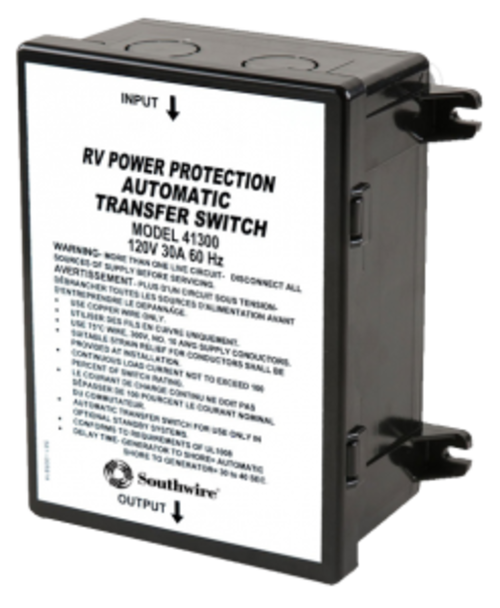 SouthWire Corp. Power Transfer Switch, 120 V, 30 amp, 6-3/4 in Width x 7.62 in Height x 3.32 in Depth - 41300-001