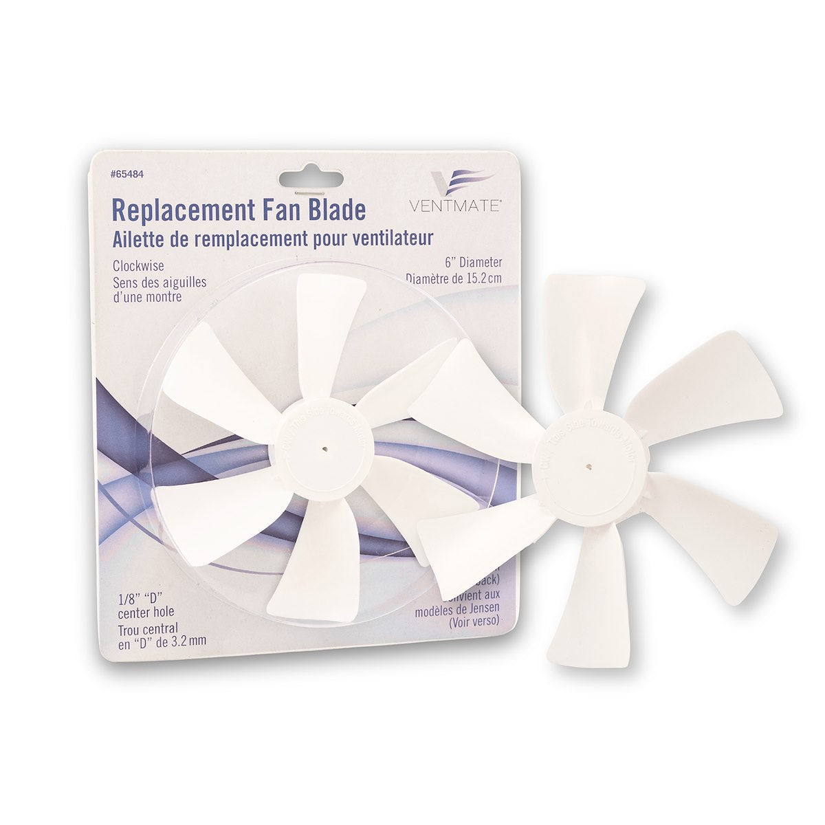 Ventmate Exhaust Fan Blade, For 12 V Jensen Roof Vents/Range Hoods, 1/8 in D-Bore, 6 in Length - 65484
