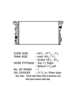 CSF Radiator, Aluminum Core With Plastic Tanks, 1-1/2 in Top Right And 1-1/2 in Bottom Left Hose Connections - 3744