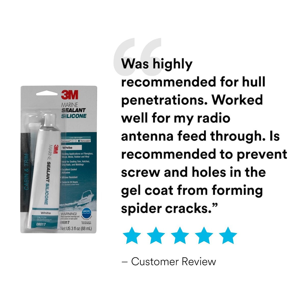 3M Adhesive Sealant, 3 oz Tube, White, 5 To 10 Minutes Tack Free Time - 08017