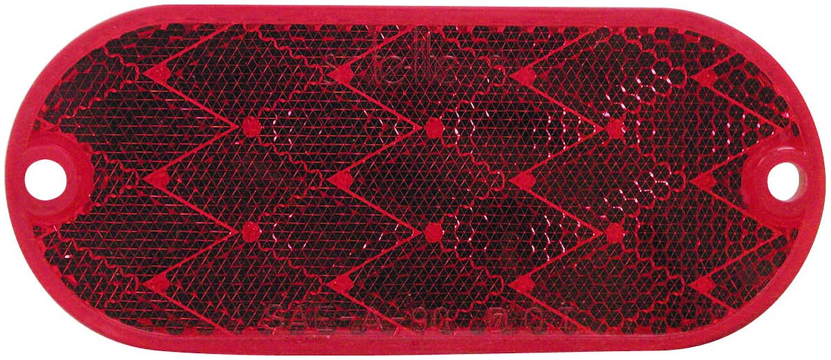Peterson Manufacturing Reflector, Red Lens, 4-3/8 in Length x 1-7/8 in Height Oblong - V480R