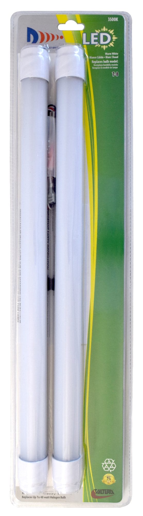 Valterra Multi Purpose Light Bulb - LED, Replacement For T8 18 in Bulb, Fluorescent 66 Diode LED Bulb, Soft White, Pack of 2 - DG726131VP
