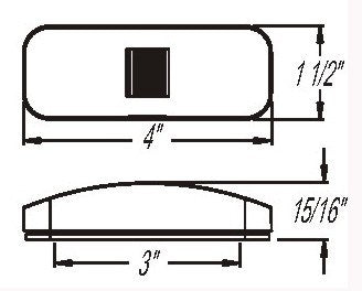 Optronics Clearance Light, MC44 SERIES, Incandescent, 4 in Length x 1-1/2 in Width x 15/16 in Depth - MC44ABP
