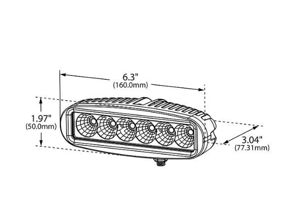 Grote Industries Work Light, 16 Watt Power Consumption, LED, Black Powder Coated Die Cast Aluminum Housing - BZ301-5
