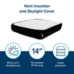 Camco Roof Vent Insulation, For 14 in x 14 in Vents, 2-3/4 in Foam With Reflective Backing And Synthetic Fleece Layer, Black - 45196