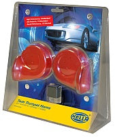 HELLA Horn, One 500 Hertz High-Tone Horn/One 400 Hertz Low-Tone Horn, 110 Decibels, 12 V/6 amp - 007424801