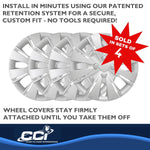 Coast2Coast Wheel Cover, 15 in, 8 Split Spoke, Spring Steel Clip, Set Of 4 - IWC50915S