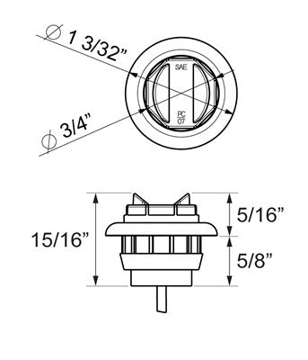 Optronics Clearance Light, MCL11 Series, LED, 3/4 in Round - MCL11RKB