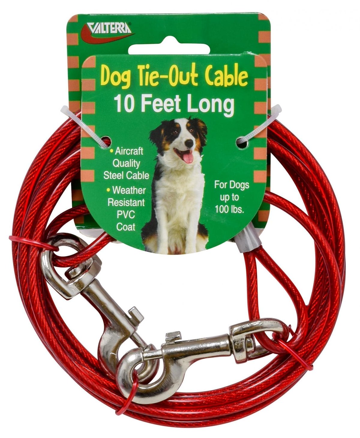 Valterra Pet Leash, Cable Type For Dogs Up To 100 lb, 10 ft Length, Red - A10-2010VP