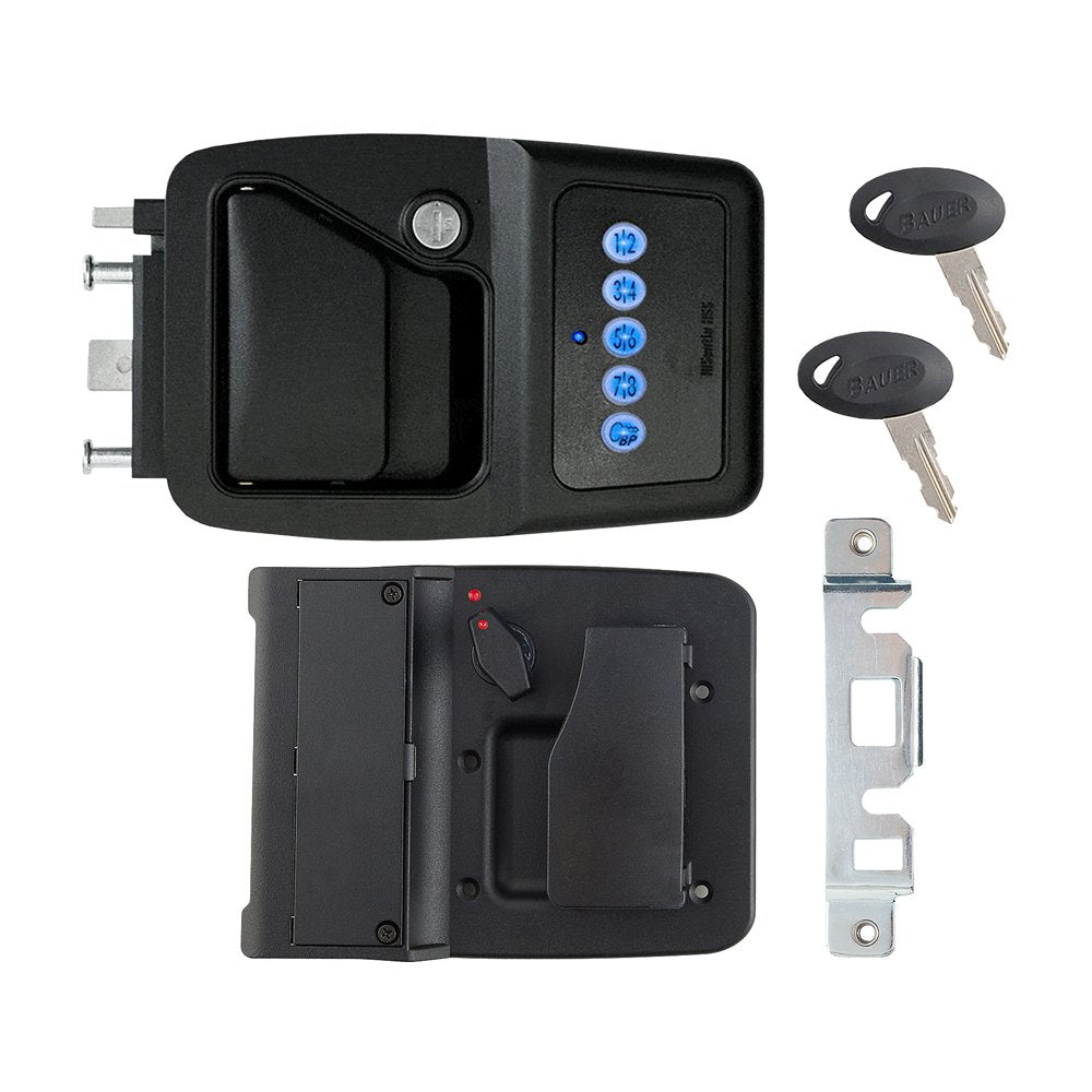 AP Products Entry Door Handle, Keyed-A-Like Entry With Bluetooth And Close Field Technology, Fits 4-15/16 in x 4-1/2 in Opening, Black - 013-5311