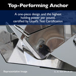 Lewmar Anchor, Holds Up To 42 ft Length Boat, 22 lb, 27-3/8 in Length x 12-1/8 in Width - 0057410