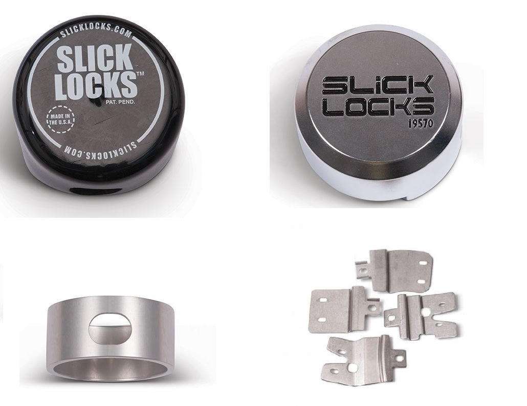 Slick Locks Puck Lock Kit, With 2 Puck Locks/Bracket/Spinner/Weather Cover - GM-FVK-1-TK