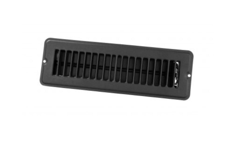 JR Products Heating/Cooling Register, 2 in Width x 10 in Length, 3.75 in Width Overall x 11.5 in Length Overall, Black - 02-29135