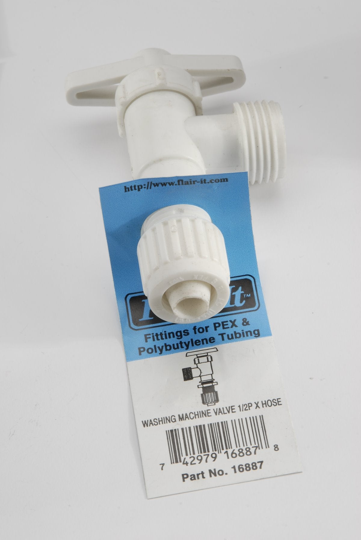 Elkhart Supply Fresh Water Shut Off Valve, 1/2 in Male Pipe Thread x 1/2 in PEX Connection, White - 16887