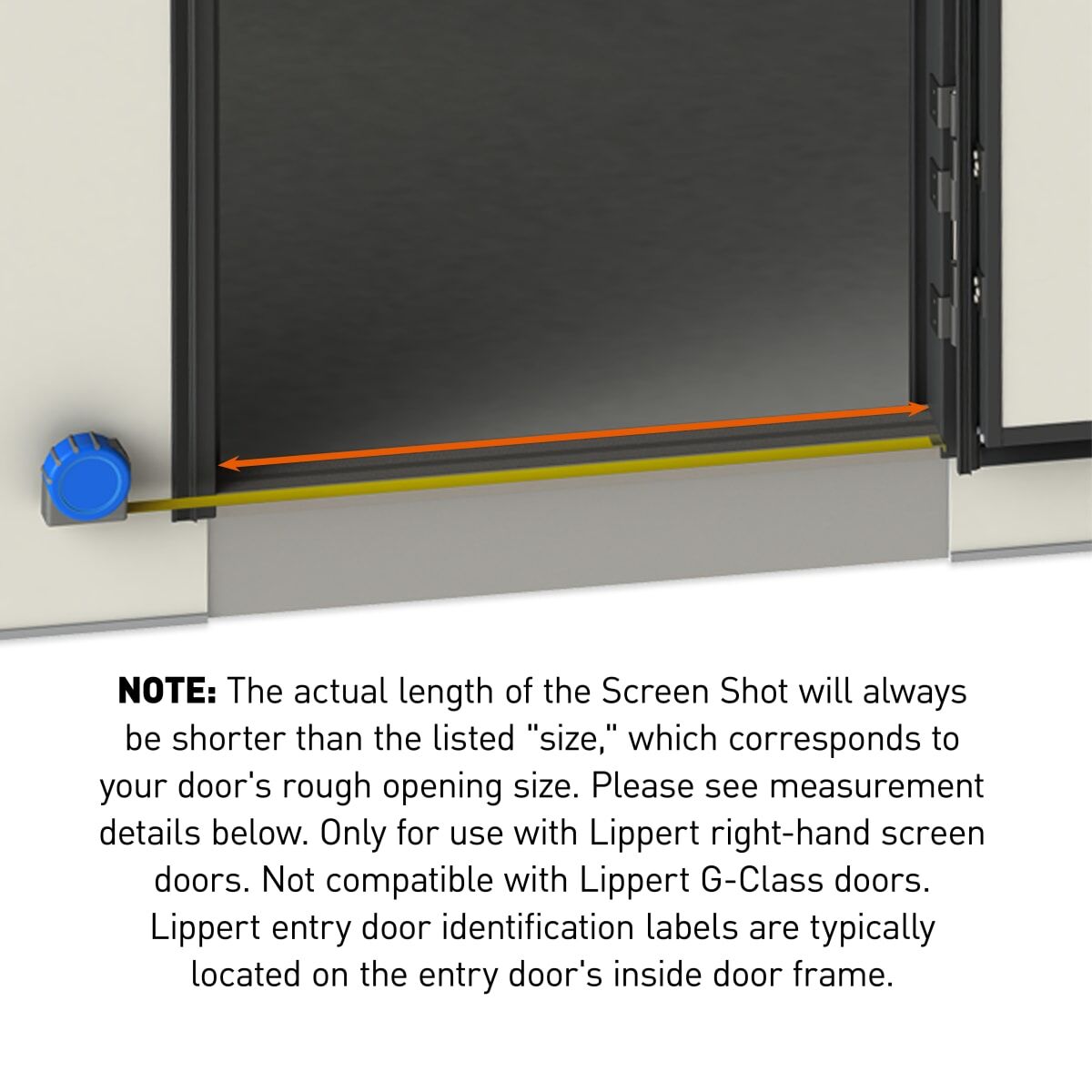 Lippert Screen Door Closer, 28 in Length, For Use With 28.001 To 28.999 in Width Door Frame Rough Opening - 730814