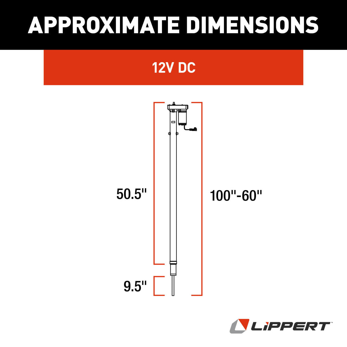 Lippert Slide Out Linear Actuator, 9500 RPM, 30 amp, 12 V DC - 168956