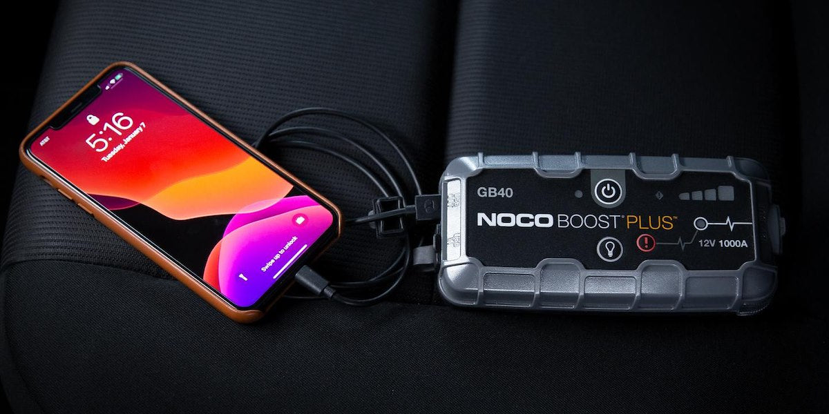 NOCO Battery Jump Starter, 24 Watt Hours Capacity Lithium-Ion Battery, 1000 Peak amp, Up To 20 Jump Starts Per Charge - GB40