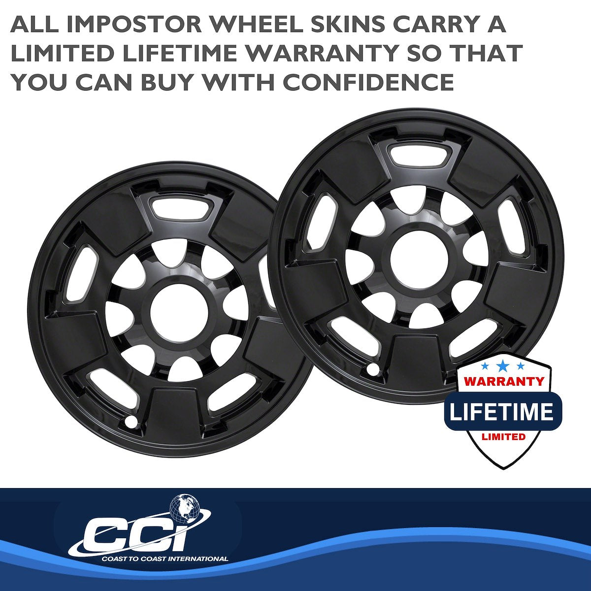 Coast2Coast Wheel Skin, 17 in, 5 Spokes, Gloss Black, Set Of 4 - IWCIMP411BLK
