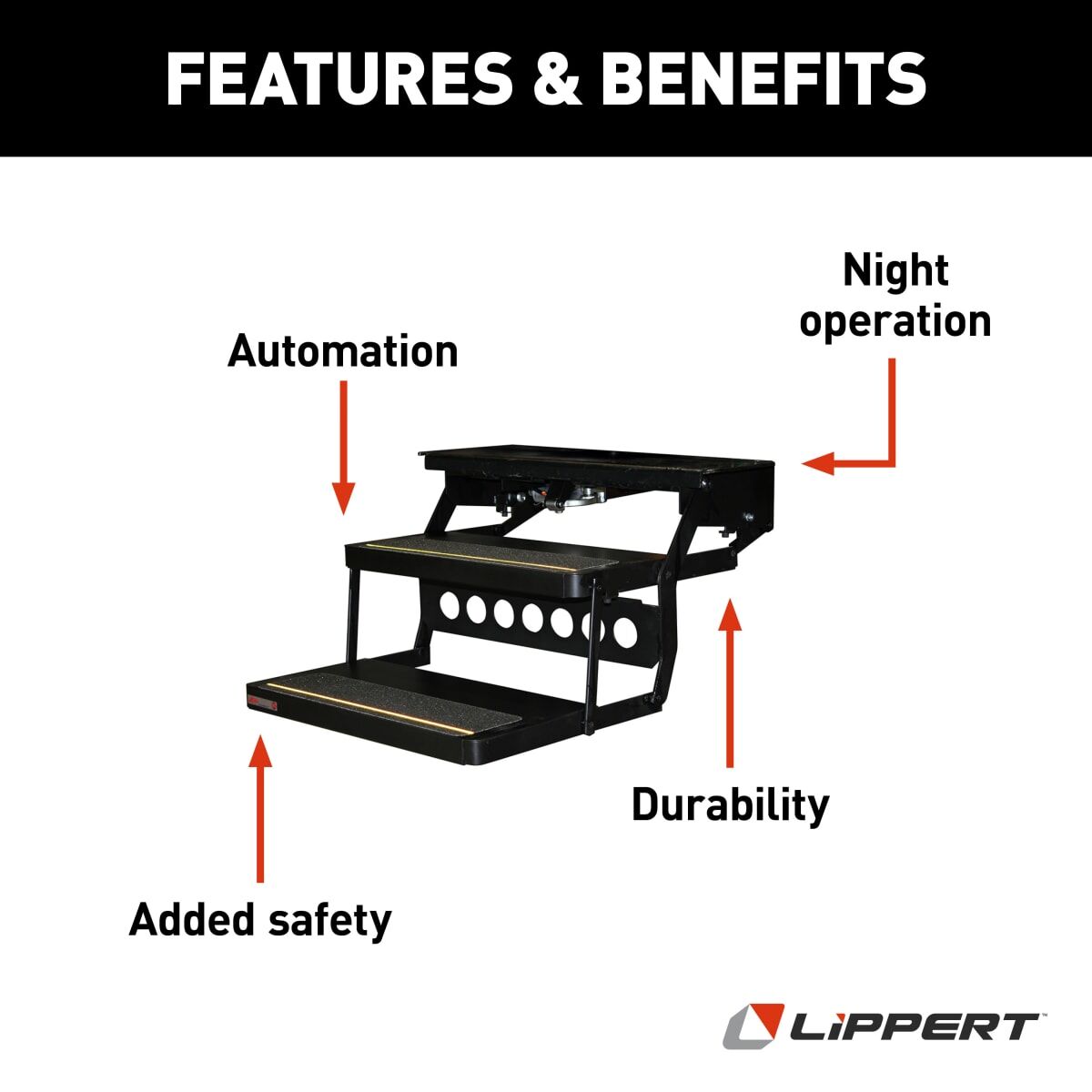 Lippert Entry Step, 24 in Width x 11 in Depth, 9 in Rise, 750 lb Weight Capacity - 372558