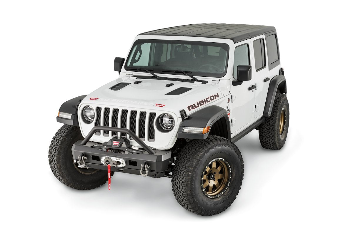 Warn Bumper, Elite Series, Powder Coated Black Steel, Fits Mid-Frame Winches Up To 12000 lb - 101330