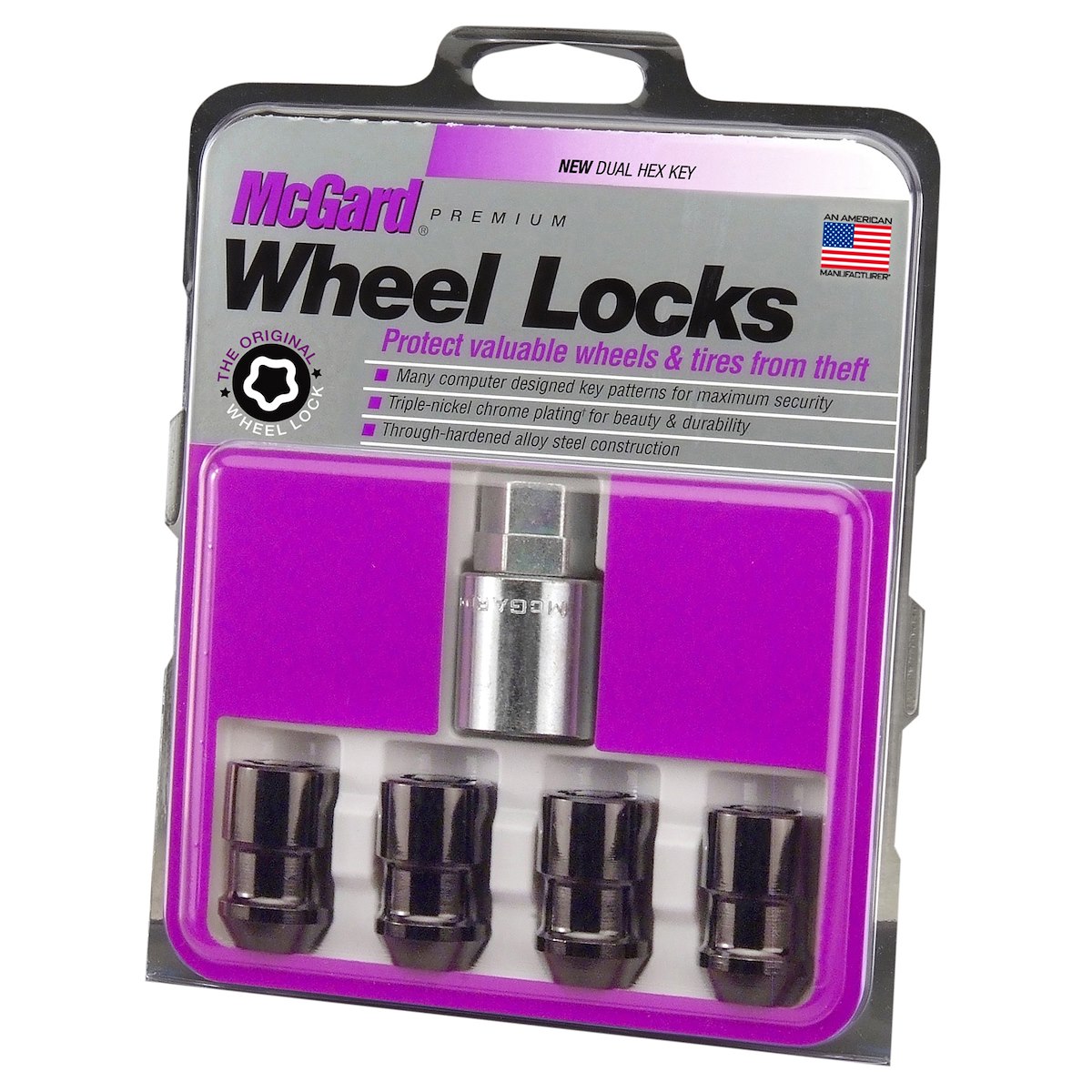 McGard Wheel Access Wheel Lock, 12 Millimeter X 1.5 Thread Size, Acorn Lug Use With Steel/Aluminum Wheels, 1.46 in Overall Length, Pack of 4 - 24026