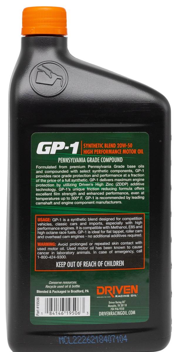 Driven Racing Oil Oil, GP1 Series, 1 qt Bottle - 19506