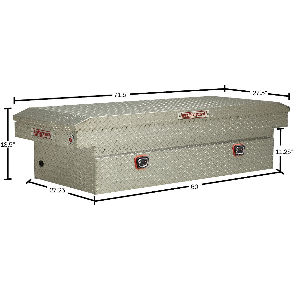 Weather Guard Tool Box, Aluminum, 27-1/2 in Length x 72 in Width x 18-1/2 in Height, 15.5 Cubic ft Capacity - 117-0-04