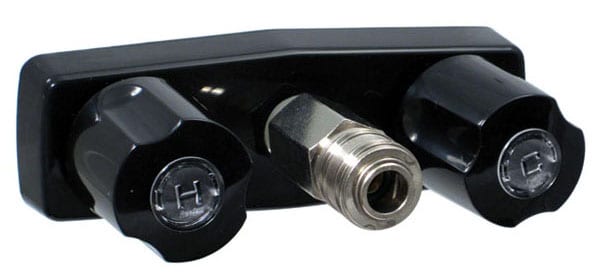 Phoenix Products Exterior Spray Port, 4 in Center, 1-1/2 in Shank Length, 2 Black Knob Handle - PF213791