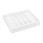 Camco Cutlery Tray, Adjustable From 9 in To 13 in Width x 1-3/4 in Height, With 5 Compartments, White - 43503