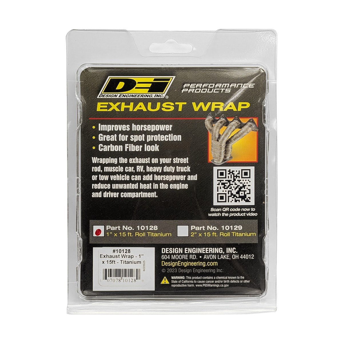 Design Engineering Exhaust System Wrap, 15 ft Roll, 1 in Width - 10128