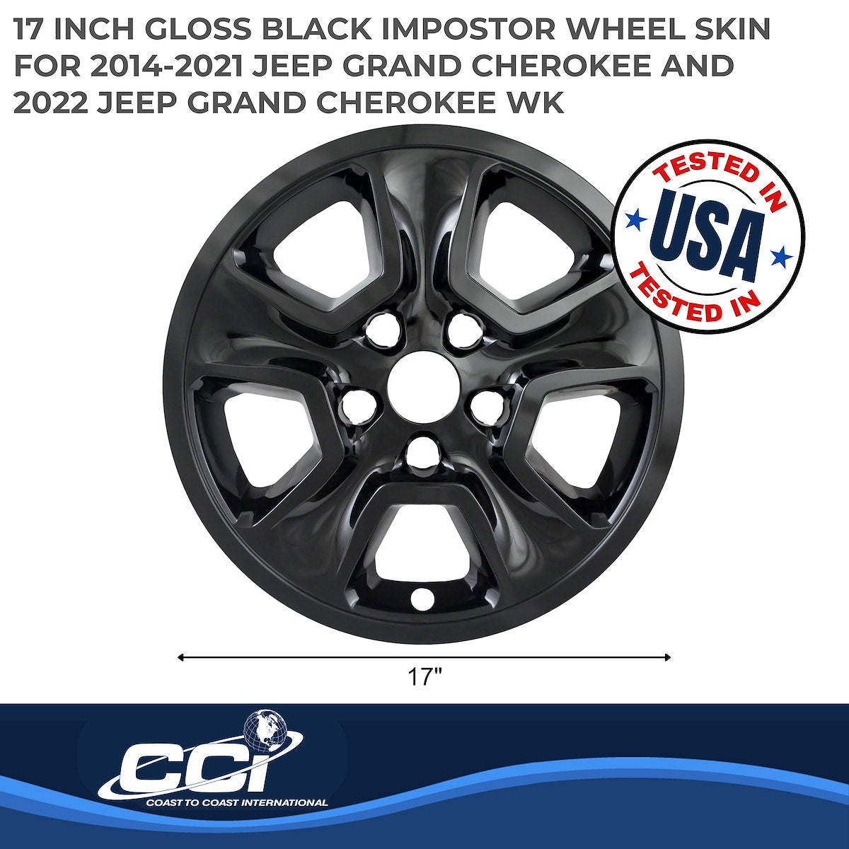Coast2Coast Wheel Skin, 17 in, 5 Spokes, Gloss Black, Set Of 4 - IWCIMP365BLK